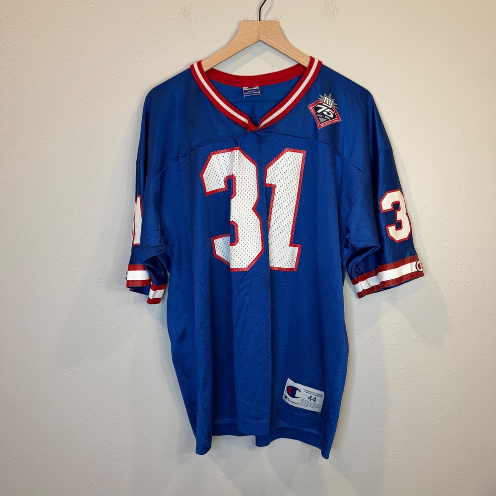 Champion New York Giants Jersey Men L Blue Vintage Sehorn #31 75th Anniversary